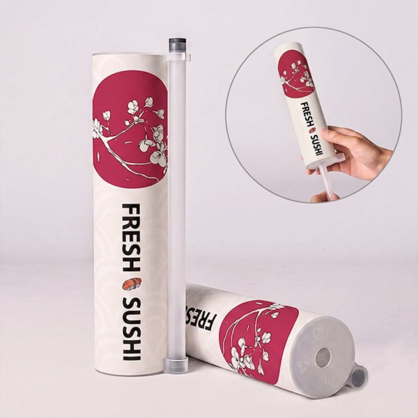 sushi push-up tube plunger structure packaging Holidaypacfactory