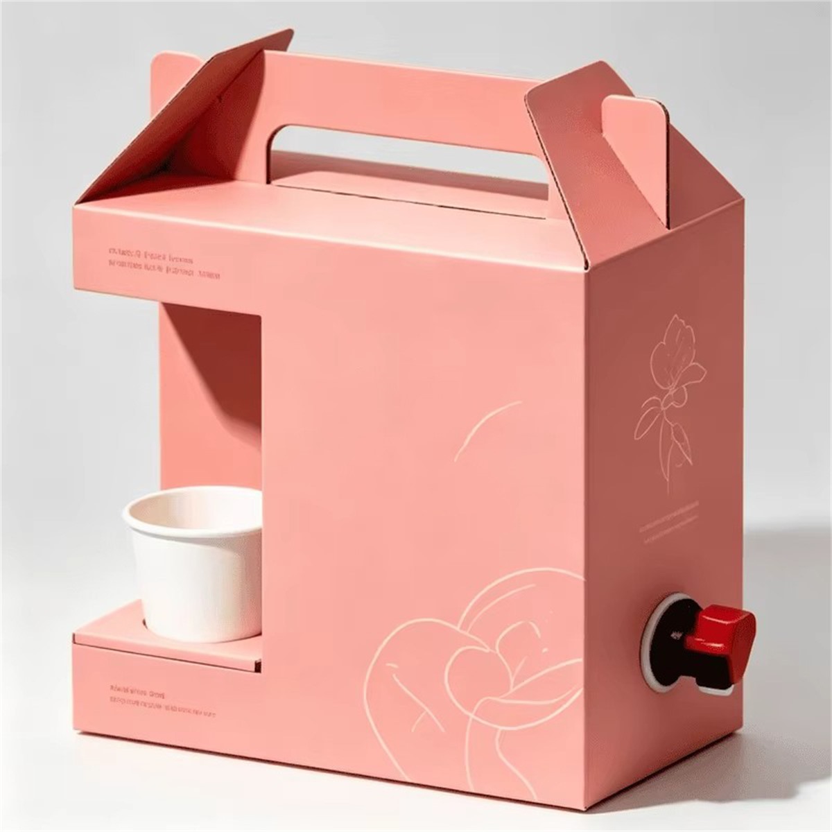 pink portable beverage dispenser carton with cup holder Holidaypacfactory