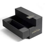 red wine gift box opened to reveal central bottle display Holidaypacfactory