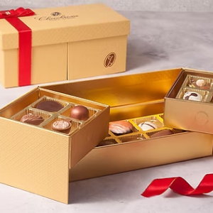 custom jewel chocolate gift box gold two-tier drawer packaging Holidaypacfactory
