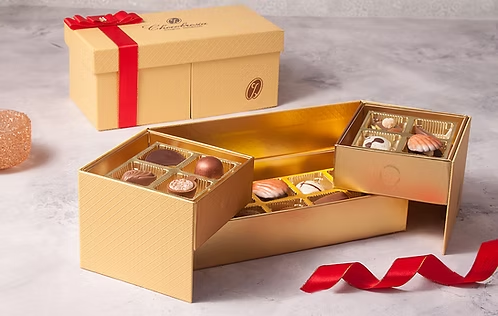 custom jewel chocolate gift box gold two-tier drawer packaging Holidaypacfactory