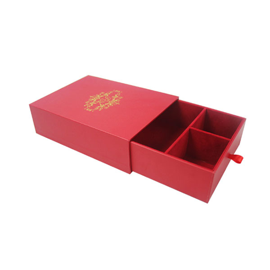 custom red drawer style jewelry gift box with ribbon pull Holidaypacfactory