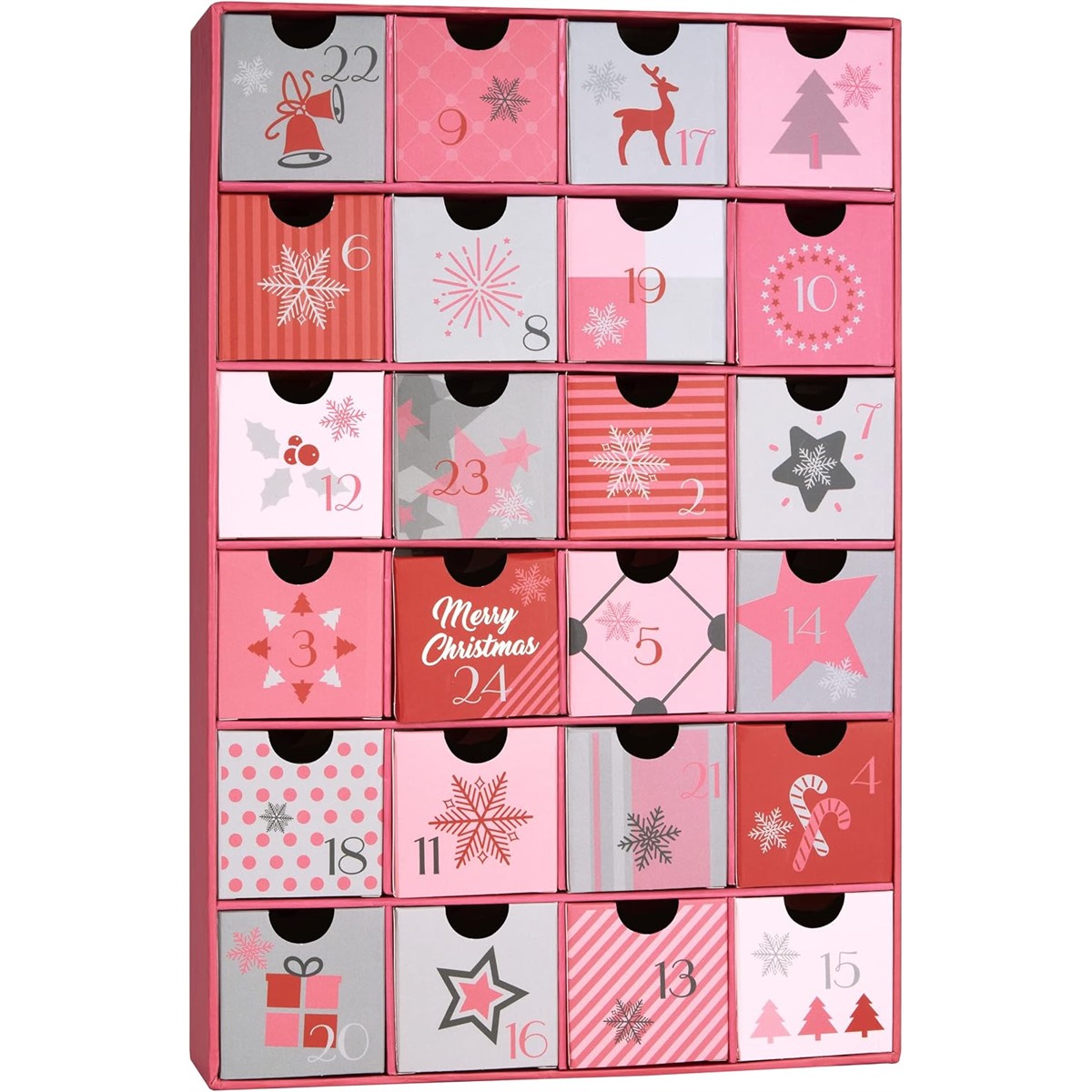 custom pink 24 drawer Christmas advent calendar box Holidaypacfactory