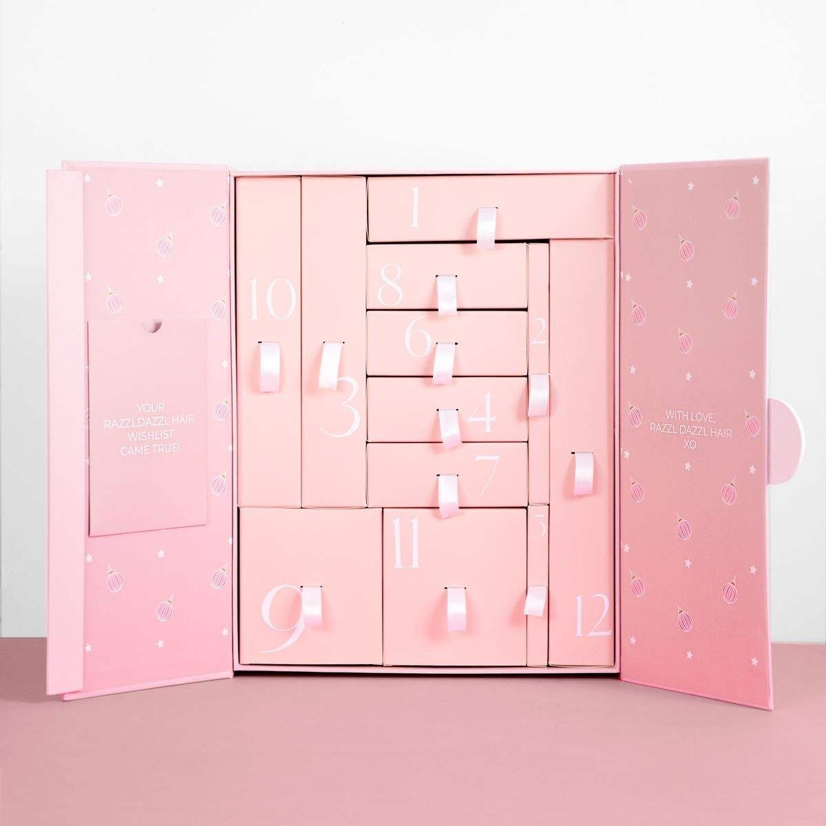 book style pink rigid advent calendar drawer box Holidaypacfactory