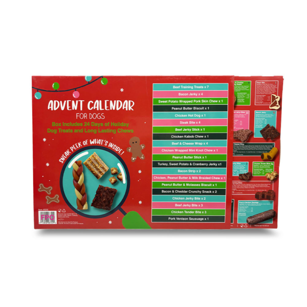 24 day pet treat advent calendar back panel packaging Holidaypacfactory