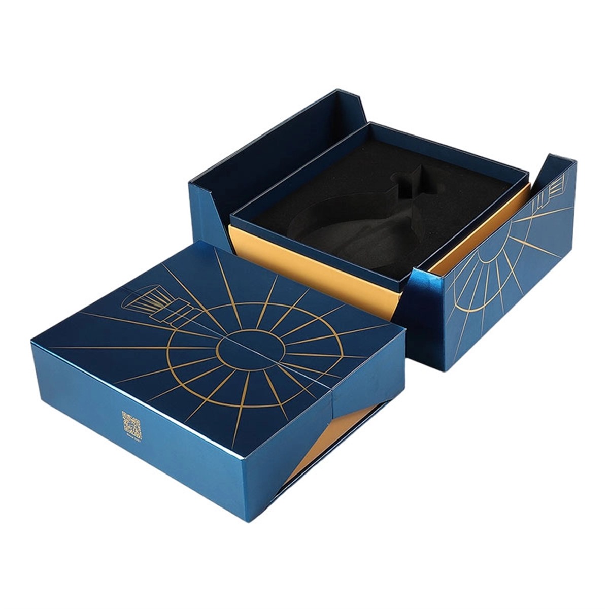 printed wine packaging folding box opened to reveal the bottle tray Holidaypacfactory