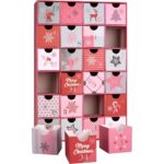 pink 24 drawer Christmas advent calendar box with removable drawers Holidaypacfactory
