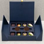 blue folding panel chocolate gift box with inner tray Holidaypacfactory