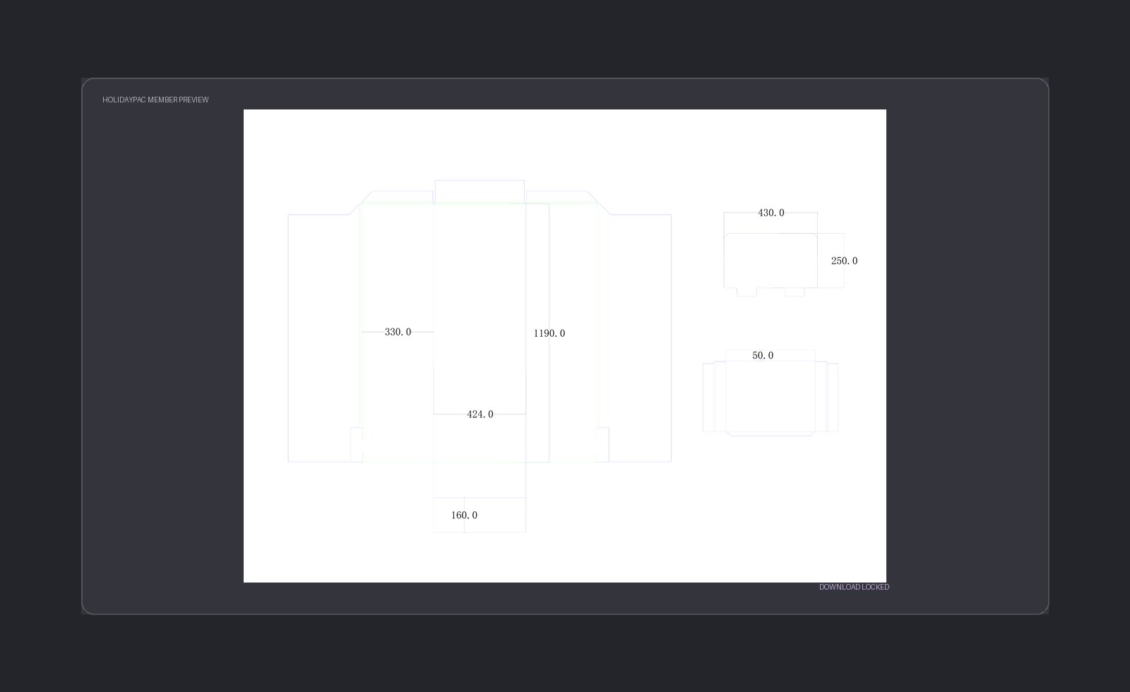 Holidaypacfactory Cardboard Retail Display Dieline low-resolution member template preview