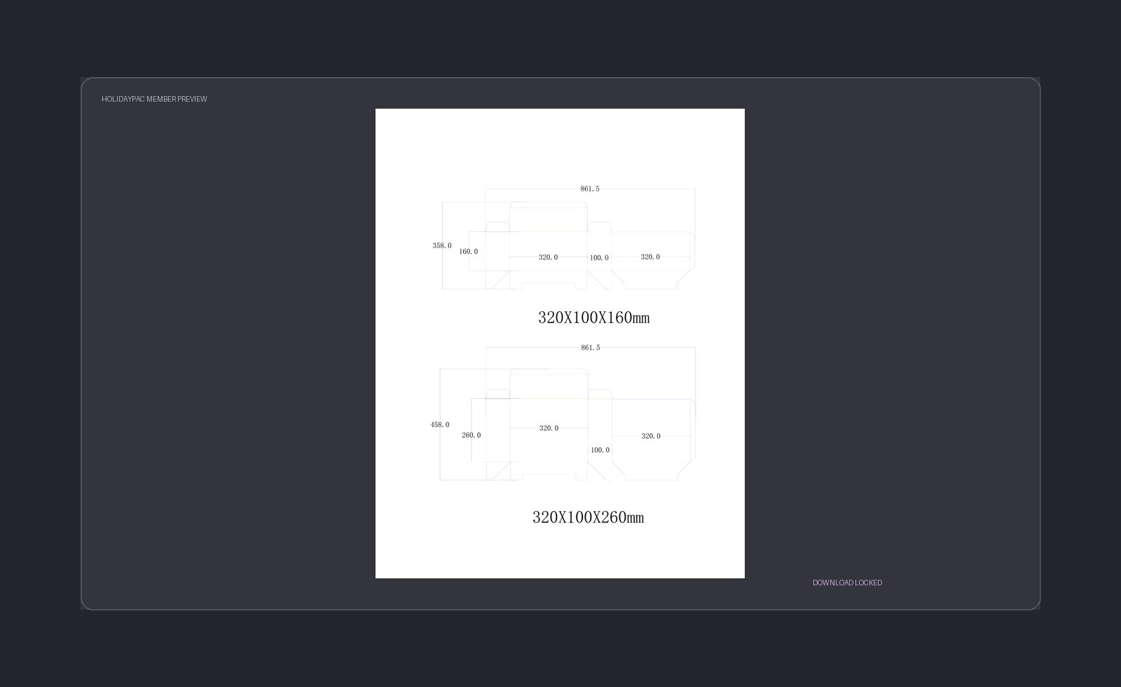 Holidaypacfactory Gift Pack Box Dieline low-resolution member template preview