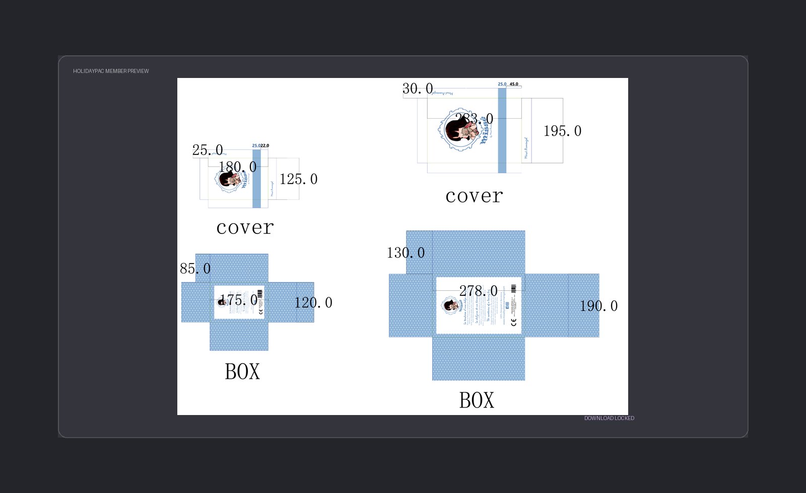 Holidaypacfactory Bow Gift Box Dieline low-resolution member template preview