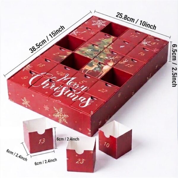 24 day Christmas countdown drawer box size guide Holidaypacfactory