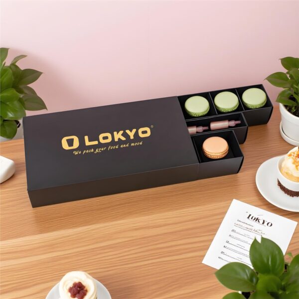 custom bakery macaron drawer box packaging scene Holidaypacfactory