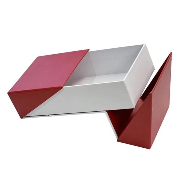 custom luxury red double door foldable display gift box angled open presentation Holidaypacfactory
