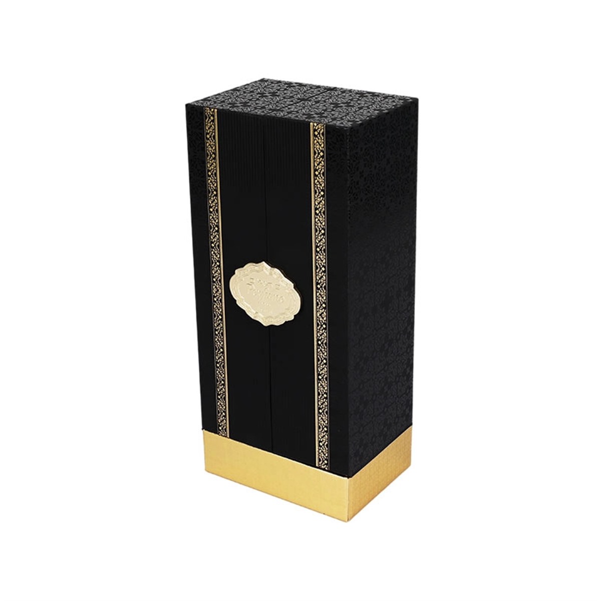 black and gold folding perfume box pair showing closed presentation Holidaypacfactory