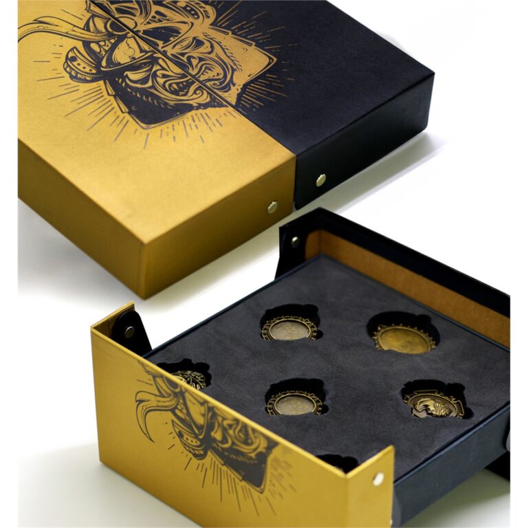 custom gold and black rigid chocolate gift box with magnetic flap panels Holidaypacfactory