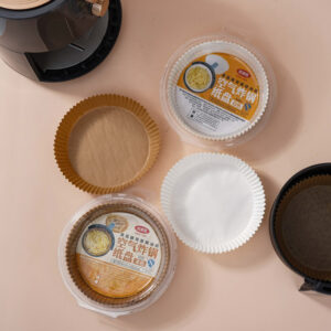 Round air fryer paper liner retail blister box packaging with 50pcs disposable liners