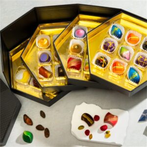 black luxury chocolate bonbon gift box with layered trays Holidaypacfactory