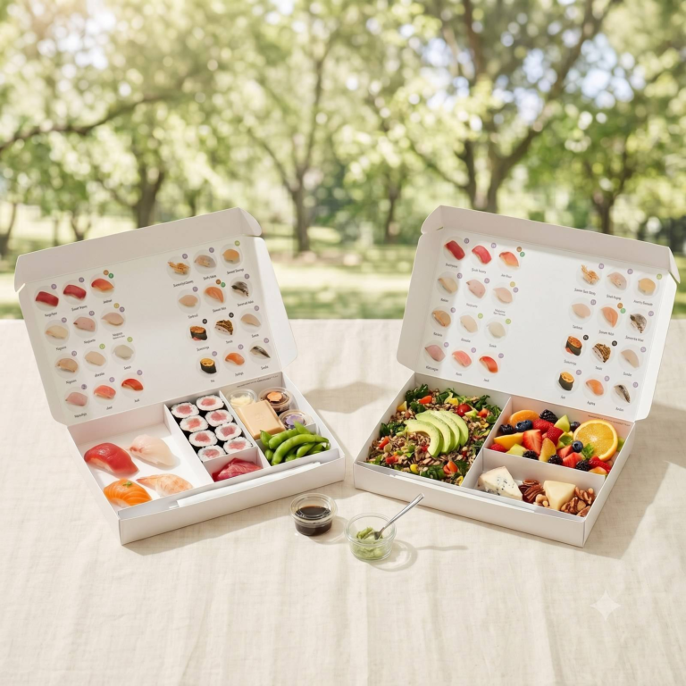 wholesale custom white cardboard double sided printed omakase sushi box Holidaypacfactory