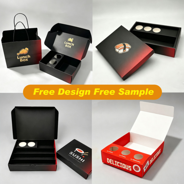 custom printed paper sushi lunch box packaging structures Holidaypacfactory