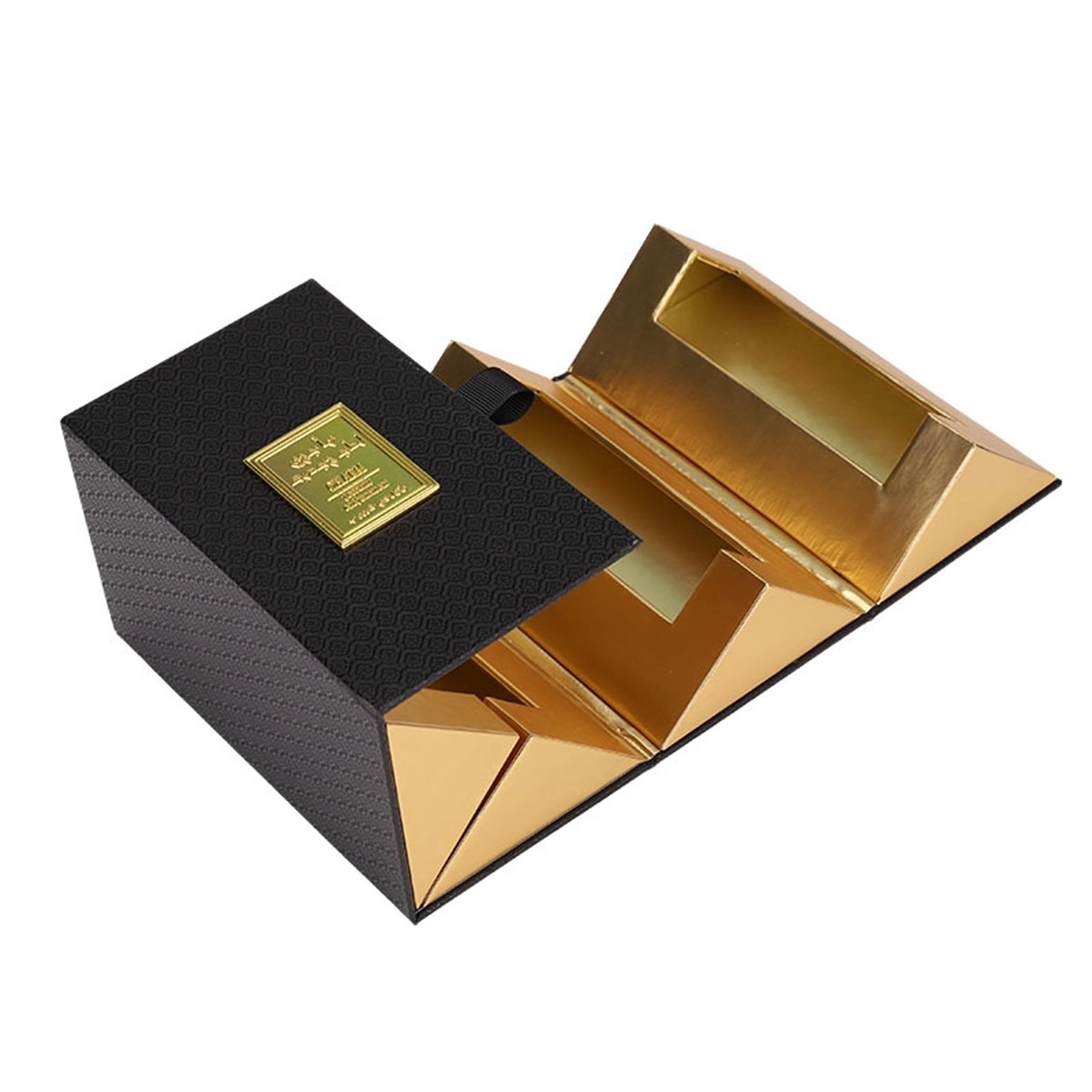 Custom Folding Perfume Gift Box with Gold Foil Interior and Magnetic Closure Holidaypacfactory
