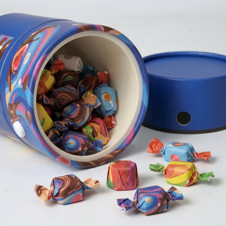 custom recyclable food-grade candy and chocolate paper tube packaging Holidaypacfactory