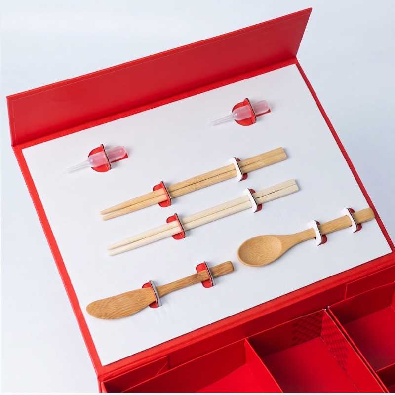 red three layer drawer sushi box lid detail Holidaypacfactory