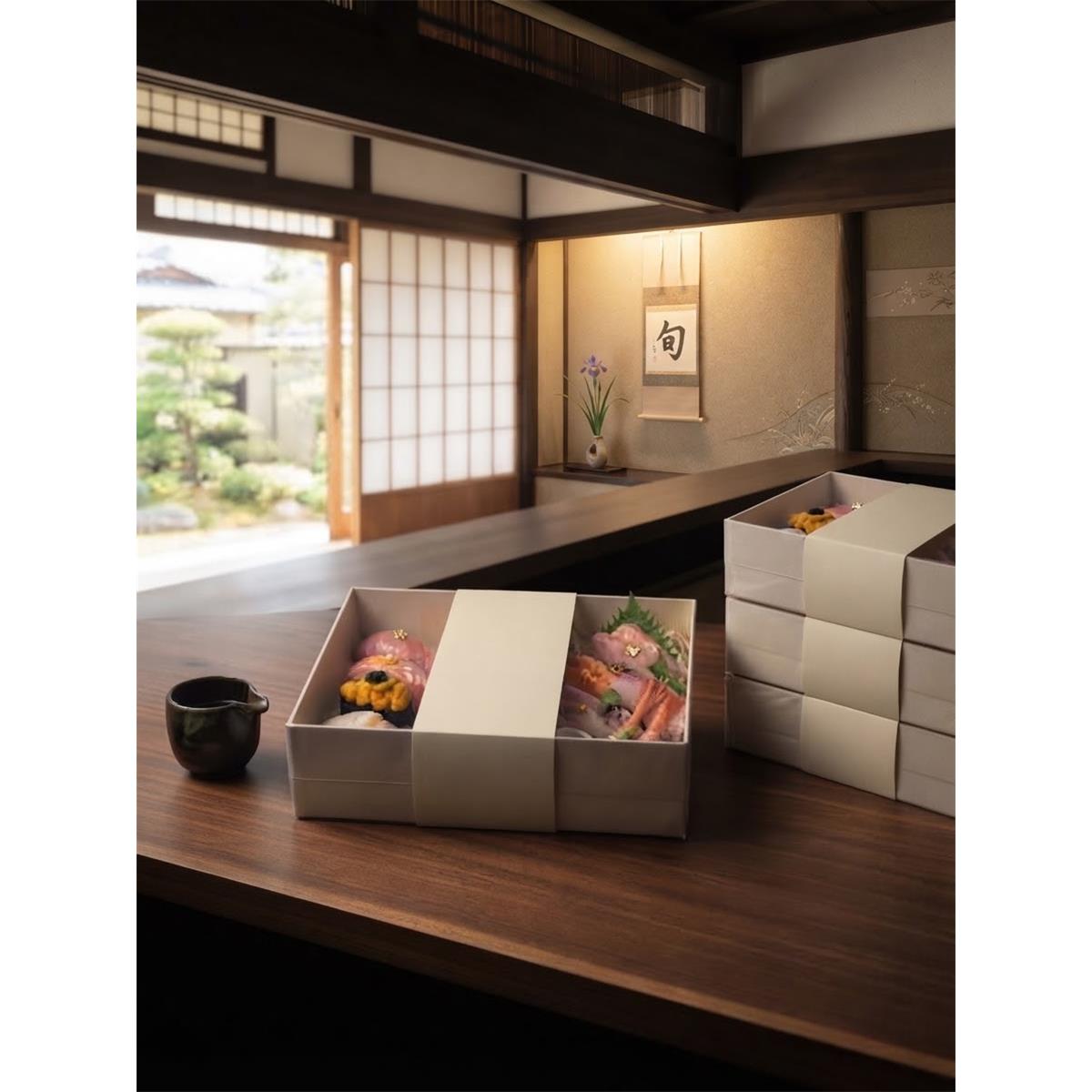 premium sushi gift box with clear cover and custom white paperboard base Holidaypacfactory