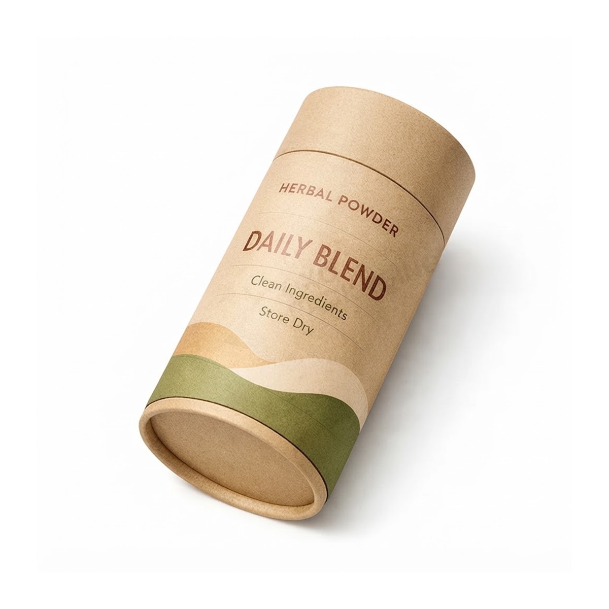 custom kraft herbal powder paper tube packaging lying on white background Holidaypacfactory