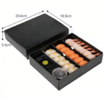 black sushi box dimensions and multi-compartment tray layout Holidaypacfactory