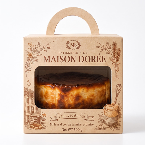 front view kraft cake box with die cut carry handle and display window Holidaypacfactory