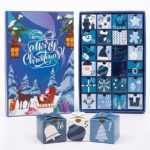 blue Christmas advent calendar box with small gift drawers Holidaypacfactory