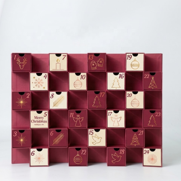 front-facing 24-day Christmas countdown gift calendar box display Holidaypacfactory