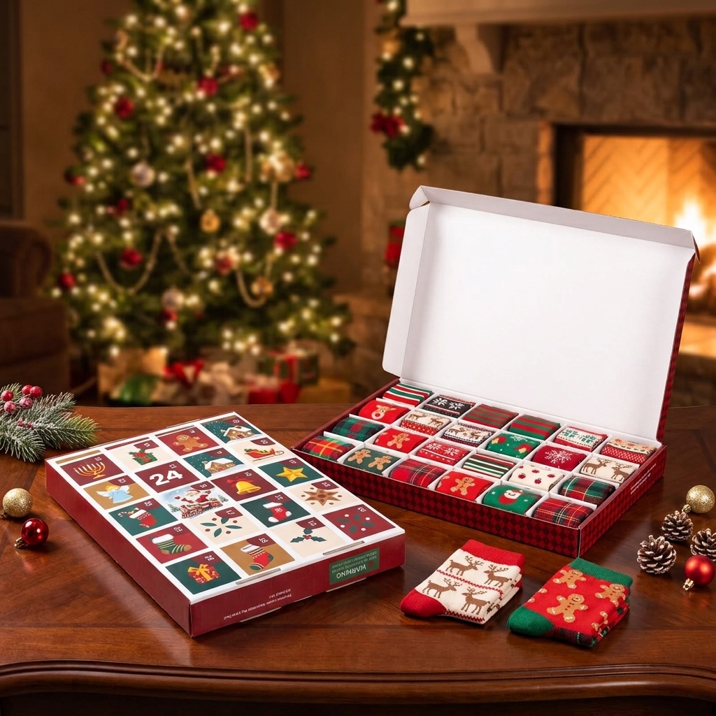 custom 24 day Christmas sock advent calendar gift box Holidaypacfactory