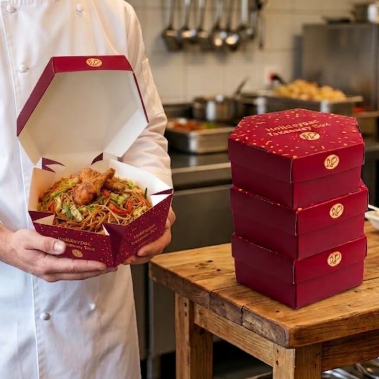 custom hexagon takeaway box with food Holidaypacfactory