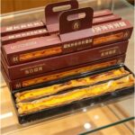 long egg tart pastry box with open tray and protective packaging structure Holidaypacfactory