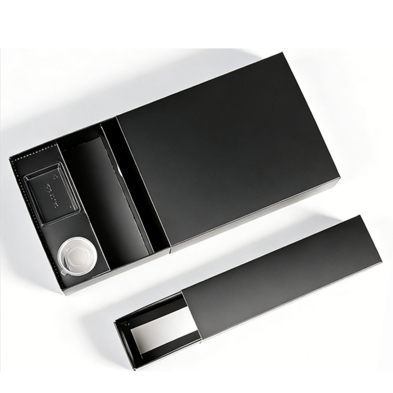 custom black multi-compartment sushi takeaway box with sauce tray Holidaypacfactory