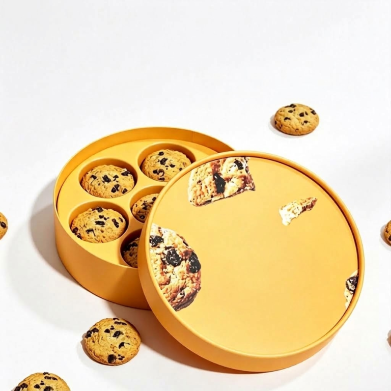 custom round cookie gift box with compartment tray Holidaypacfactory