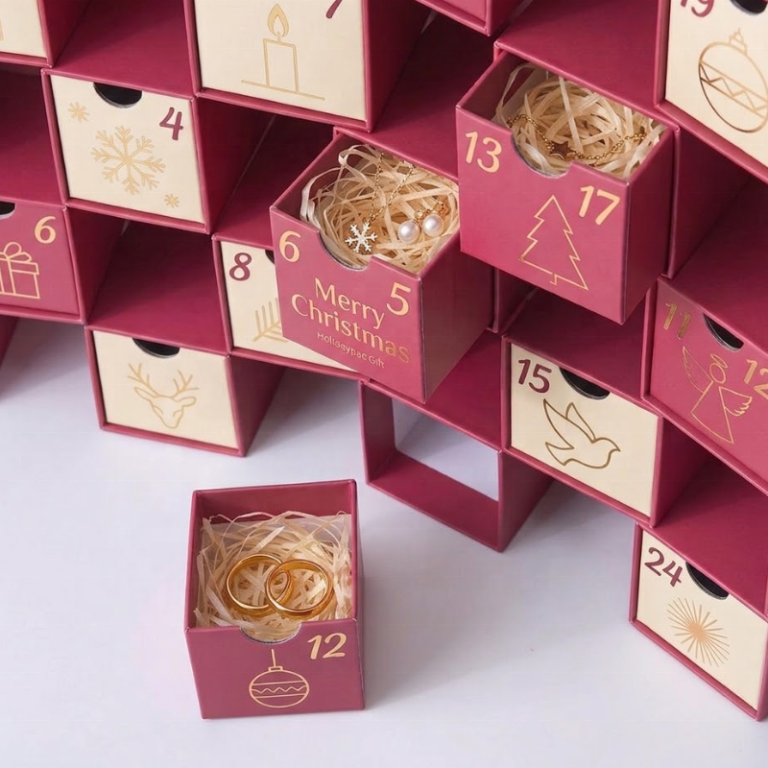 custom 24-day Christmas advent calendar gift box with compartments Holidaypacfactory