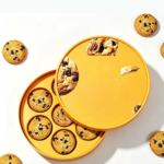 top view round cookie gift box with six compartment tray Holidaypacfactory