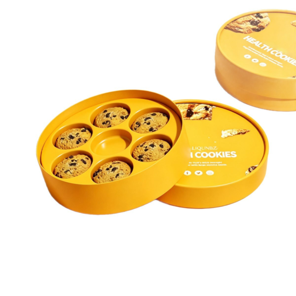 custom printed round cookie box with molded cookie tray Holidaypacfactory