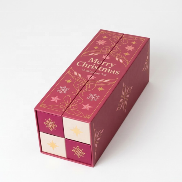 foldable double-door Christmas advent calendar gift box closed Holidaypacfactory