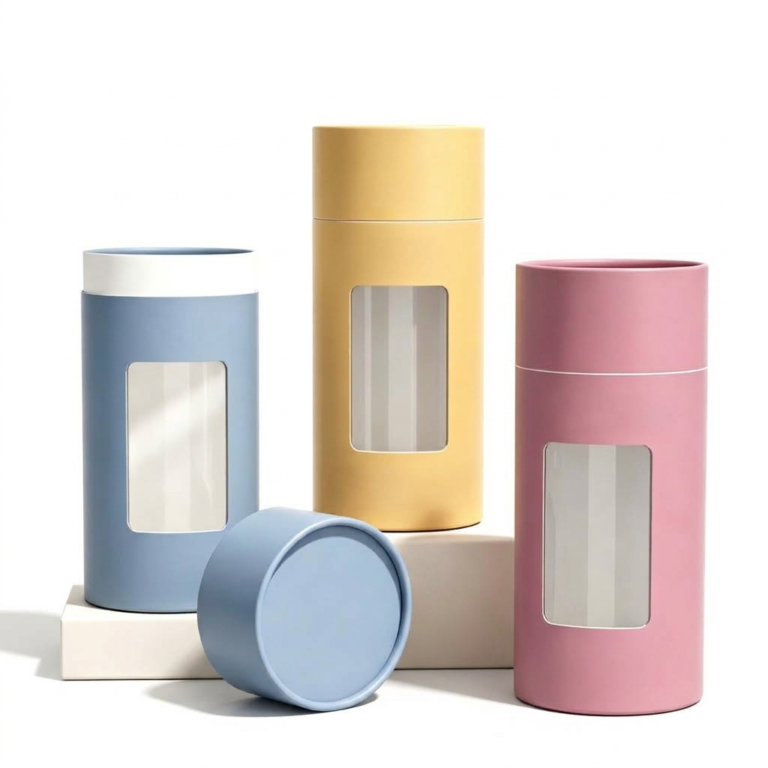 custom window paper tube packaging assortment Holidaypacfactory