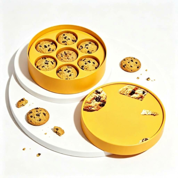 premium round cookie box packaging with lid and cookies Holidaypacfactory