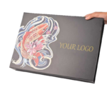 custom printed black sushi gift box lid with logo artwork Holidaypacfactory