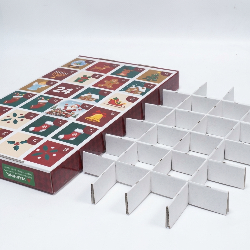 Christmas sock advent calendar box with removable paper dividers Holidaypacfactory