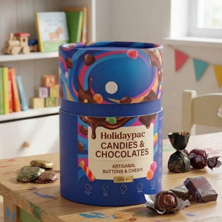custom recyclable food-grade candy and chocolate paper tube packaging Holidaypacfactory