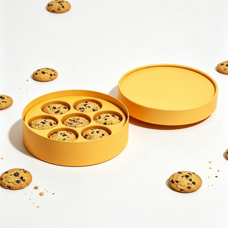 custom round cookie gift box with compartment tray Holidaypacfactory