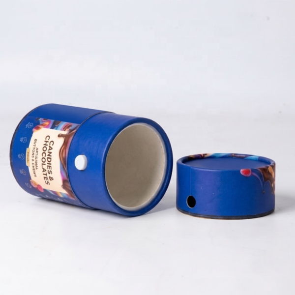 round paper candy tube packaging open with removable lid Holidaypacfactory