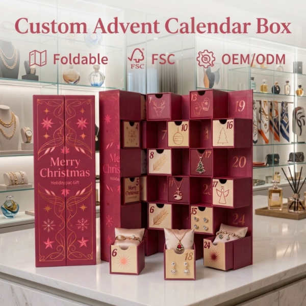 custom 24-day Christmas advent calendar gift box with compartments Holidaypacfactory
